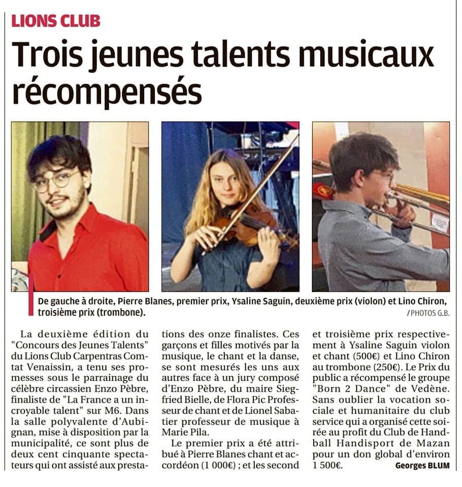 Photo de concours de chant de Pierre Blanes