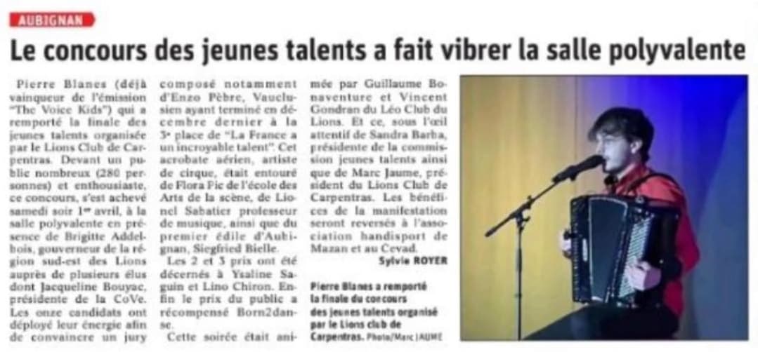 Photo de concours de chant de Pierre Blanes