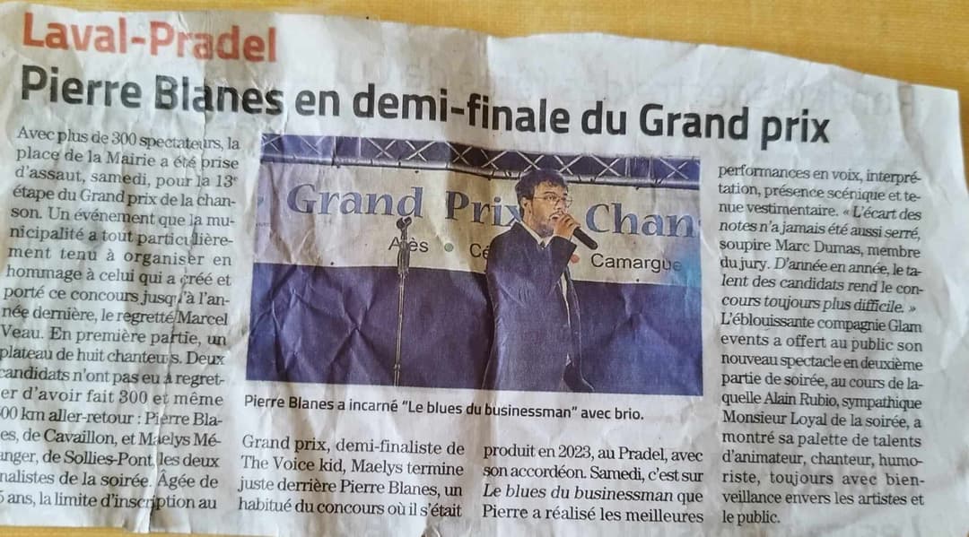 Photo de concours de chant de Pierre Blanes